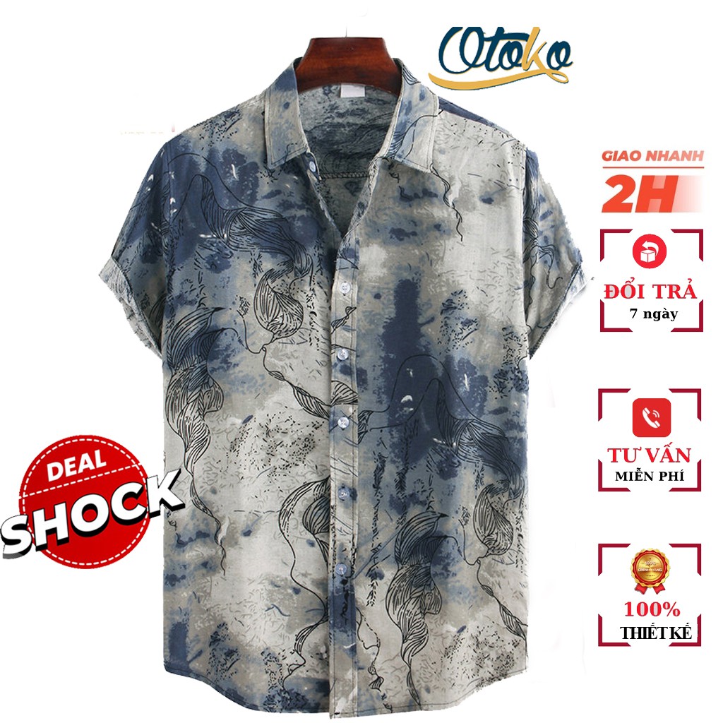 Sơ Mi Hoạ Tiết Nam Cuban Shirt OT07 Áo Sơ Mi Nam Họa Tiết Tay Ngắn Chất Lụa Đũi Cao Cấp Trẻ Trung Sang Trọng. Deal Sock | BigBuy360 - bigbuy360.vn