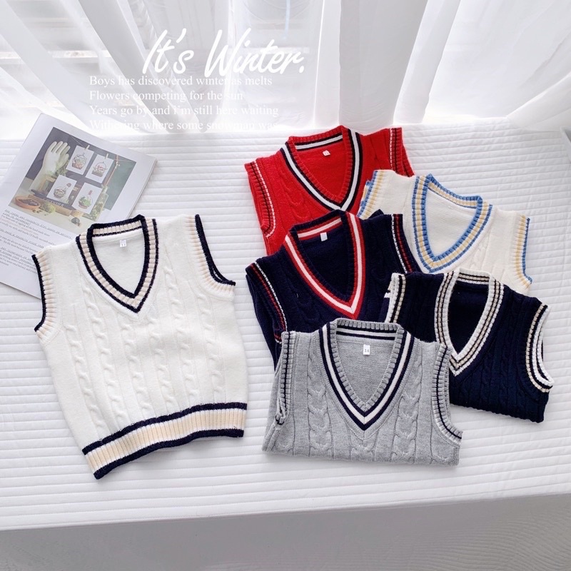 [Ảnh thật] Áo gile len lông cho bé quả trám màu sắc bắt mắt cực đẹp 10-22kg