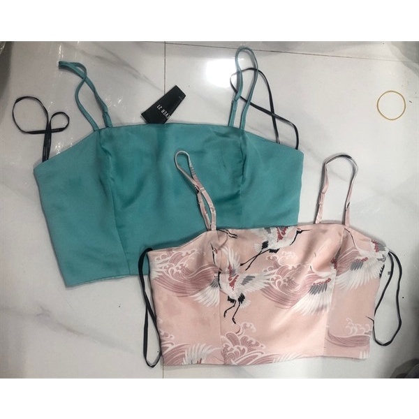 Áo Croptop F21 2 Dây Lụa Phi Bóng - 3627