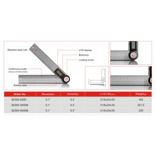 Thước đo góc điện tử dài 300mm thép không gỉ, thước góc đo độ