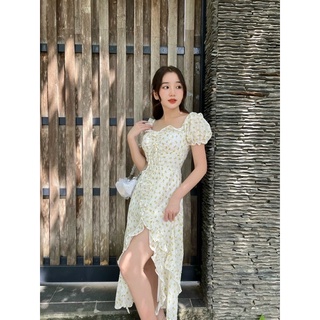 ĐẦM MAXI HOA CỔ U XẺ BÈO (KÈM VIDEO HÌNH THẬT)