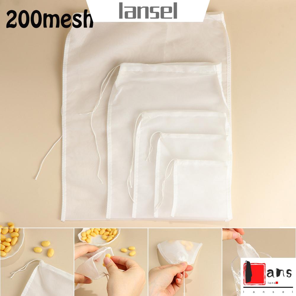 ❤LANSEL❤ 200mesh Reusable Nut Milk Bag Colander Cheese cloth Nylon Fine Mesh Food Special Commercial Cooking All Purpose Wine Strainer Coffee Filter