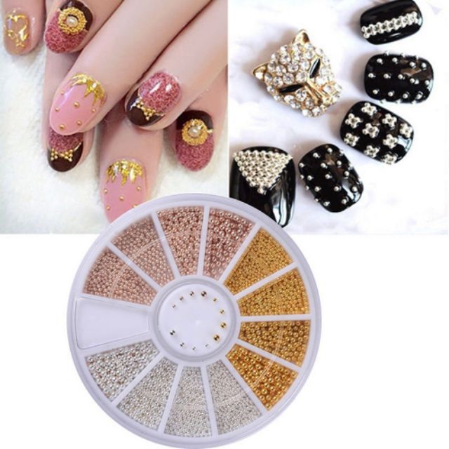 Hạt tròn bốn kích cỡ trang trí móng, DIY.