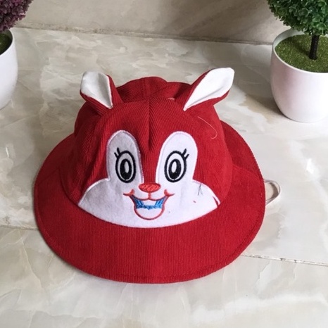 Nón Bucket Hoạ Tiết Thỏ  𝐅𝐑𝐄𝐄𝐒𝐇𝐈𝐏Thiết Kế Theo Phong Cách Hàn Quốc Đáng Yêu Cho Bé