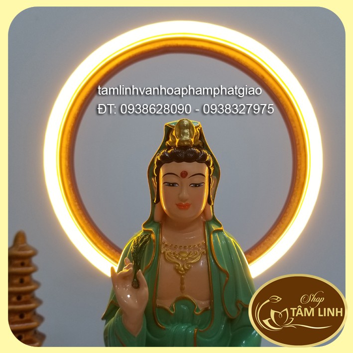 Hào Quang Led Neon Trang Trí Tượng Phật _Combo Tượng Quan Âm Bồ Tát cao 26 cm nhiều màu