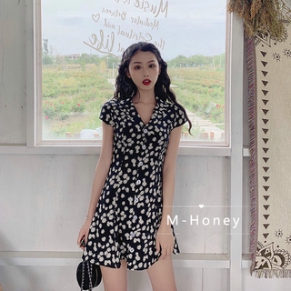 Đầm nữ cổ chữ v họa tiết hoa thời trang