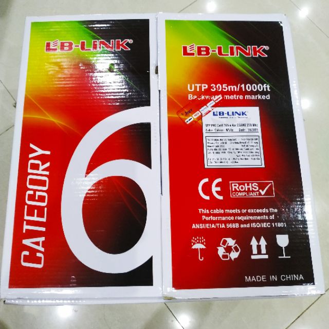 ✅ 🔝 Thùng dây cáp mạng CAT6 LB-LINK UTP 💯 Chính Hãng (305m trắng)✅