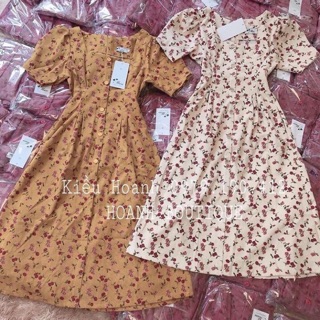 Đầm lụa cherry cổ vuông