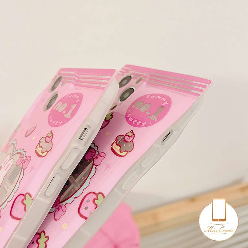 Ốp Điện Thoại Mềm Họa Tiết Thỏ Và Dâu Tây Cho iPhone 11 Pro Max XR 8 7 6 6s Plus 14 12 13 Pro Max 14 Plus X XS Max SE 2020