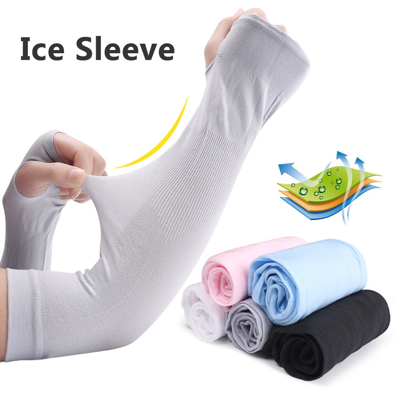 1 Cặp Găng Tay Chống Nắng/Tia UV Bằng Lụa Lạnh Cho Hoạt Động Ngoài Trời