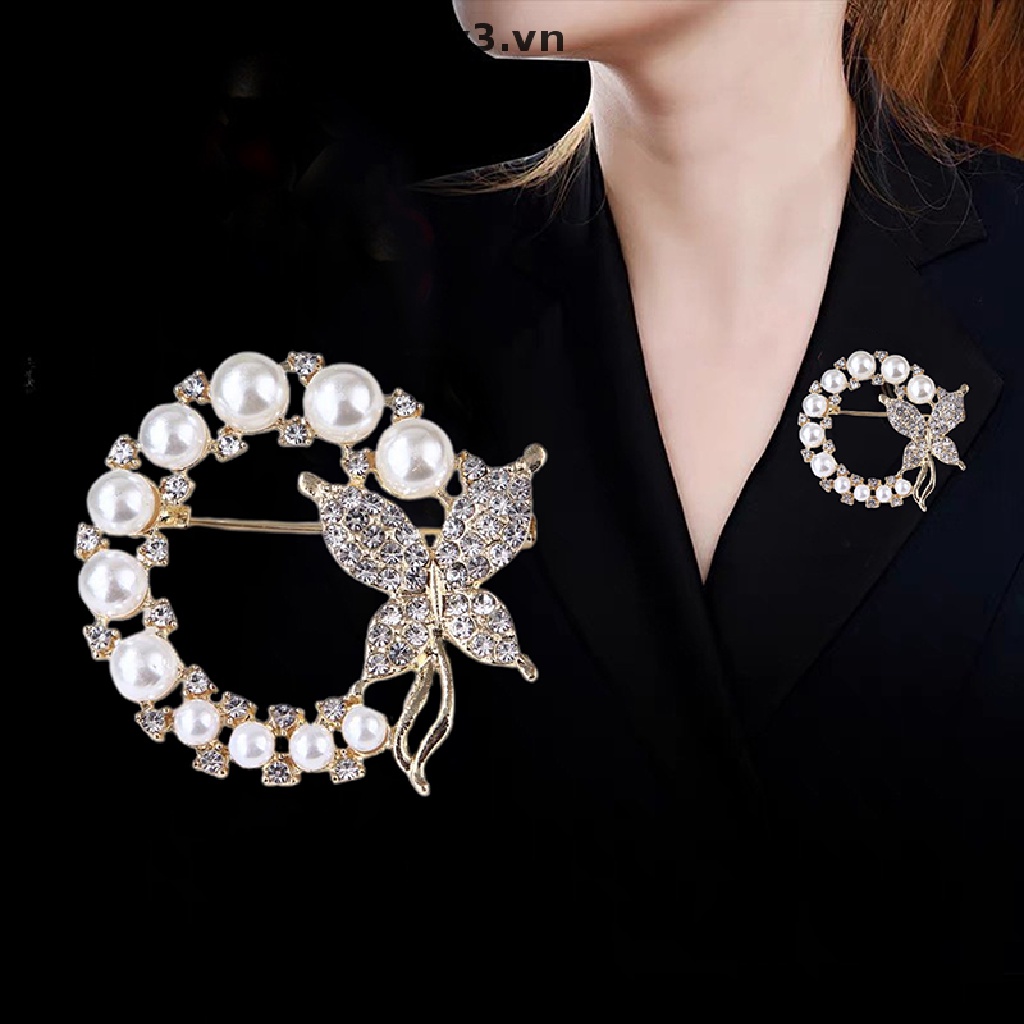 Ghim Cài Áo Hình Bươm Bướm Đính Ngọc Trai Nhân Tạo Thời Trang