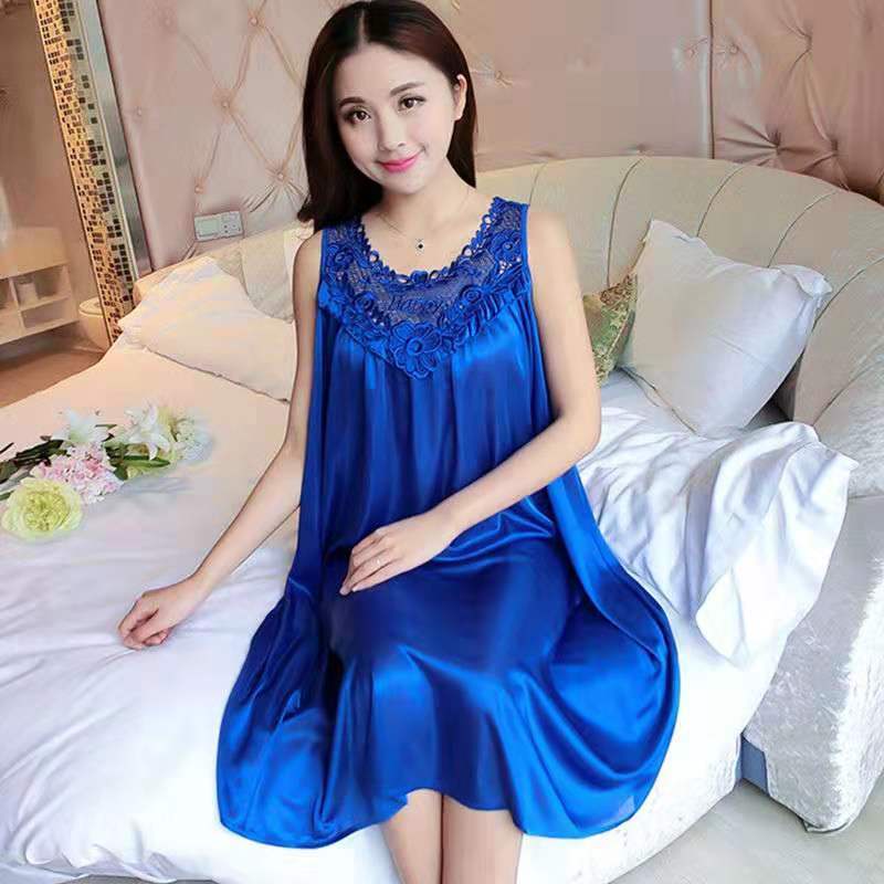 △┅Đầm Ngủ Hai Dây Dáng Rộng Vải Lụa Lạnh Mỏng Cỡ Lớn Thoải Mái Dễ Thương Thời Trang Mùa Hè Cho Bạn Gái☝--&*