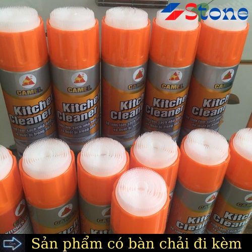 Chai xịt bếp siêu sạch màu cam 650ml kèm đầu cọ bàn chải