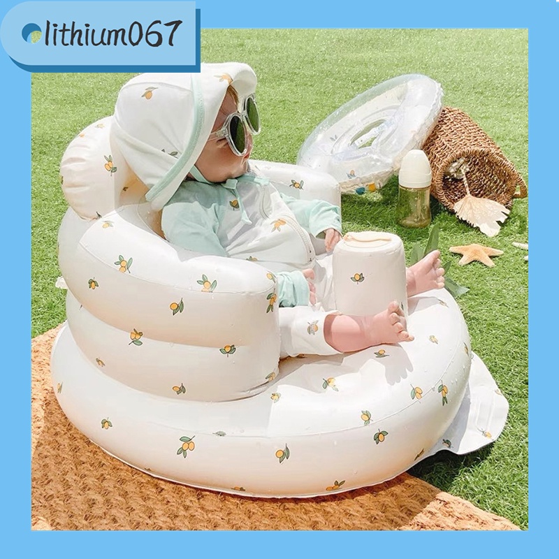 Lithium067 Ghế Hơi Tập Ngồi Cho Bé , Ghế Ngồi Ăn Dặm Bơm Hơi Tự Động Chống Ngã Cao Cấp Phong Cách Hàn Quốc bằng nhựa PVC