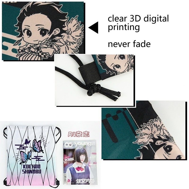 Túi dây rút in hình anime Demon Slayer Kimetsu No Yaiba Kamado Tanjirou Nezuko
