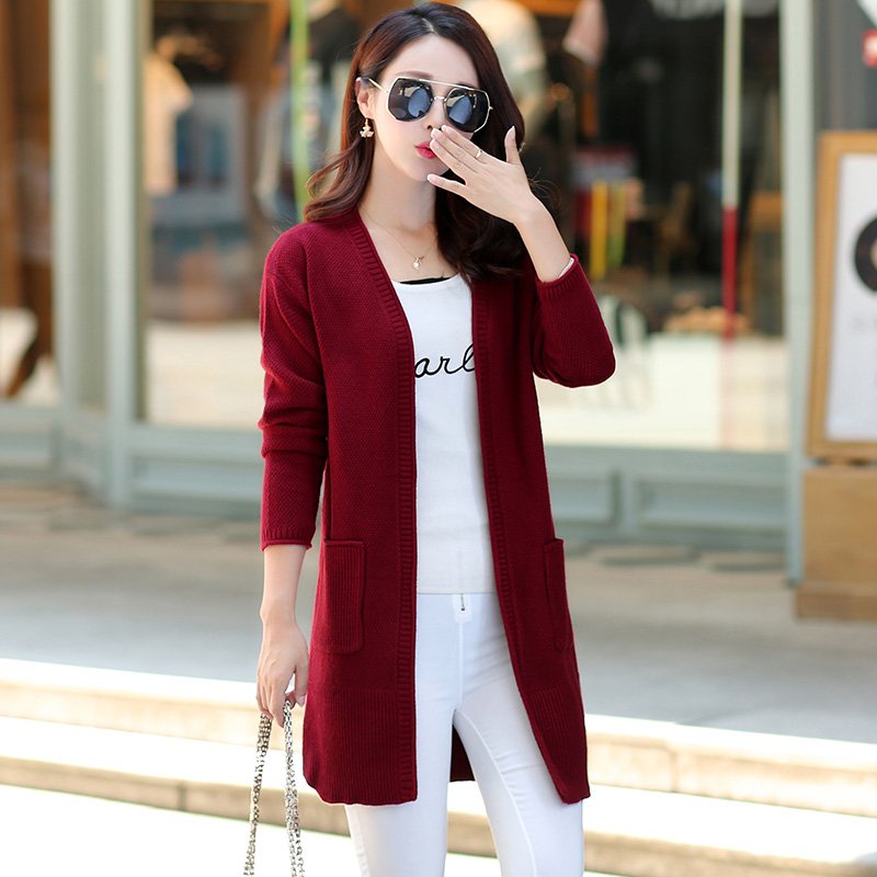 Áo khoác cardigan dệt kim dáng vừa phong cách Hàn Quốc thời trang thu đông mới dành cho nữ 2021 size lớn