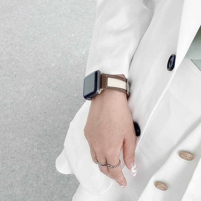 Dây đeo da thanh lịch thích hợp cho đồng hồ thông minh Apple Watch Series 7 6 SE 5 4 3 40mm 44mm 38mm 42mm 41mm
