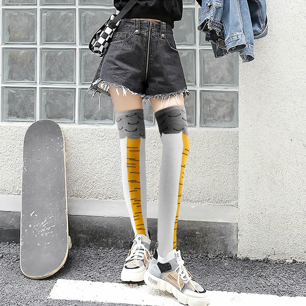 Tất Cotton Cổ Cao In Hình 3d Ngộ Nghĩnh