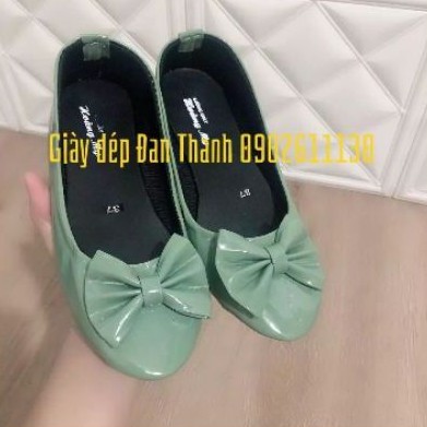 Giày búp bê nơ chất da bóng đế gai bền siêu xinh