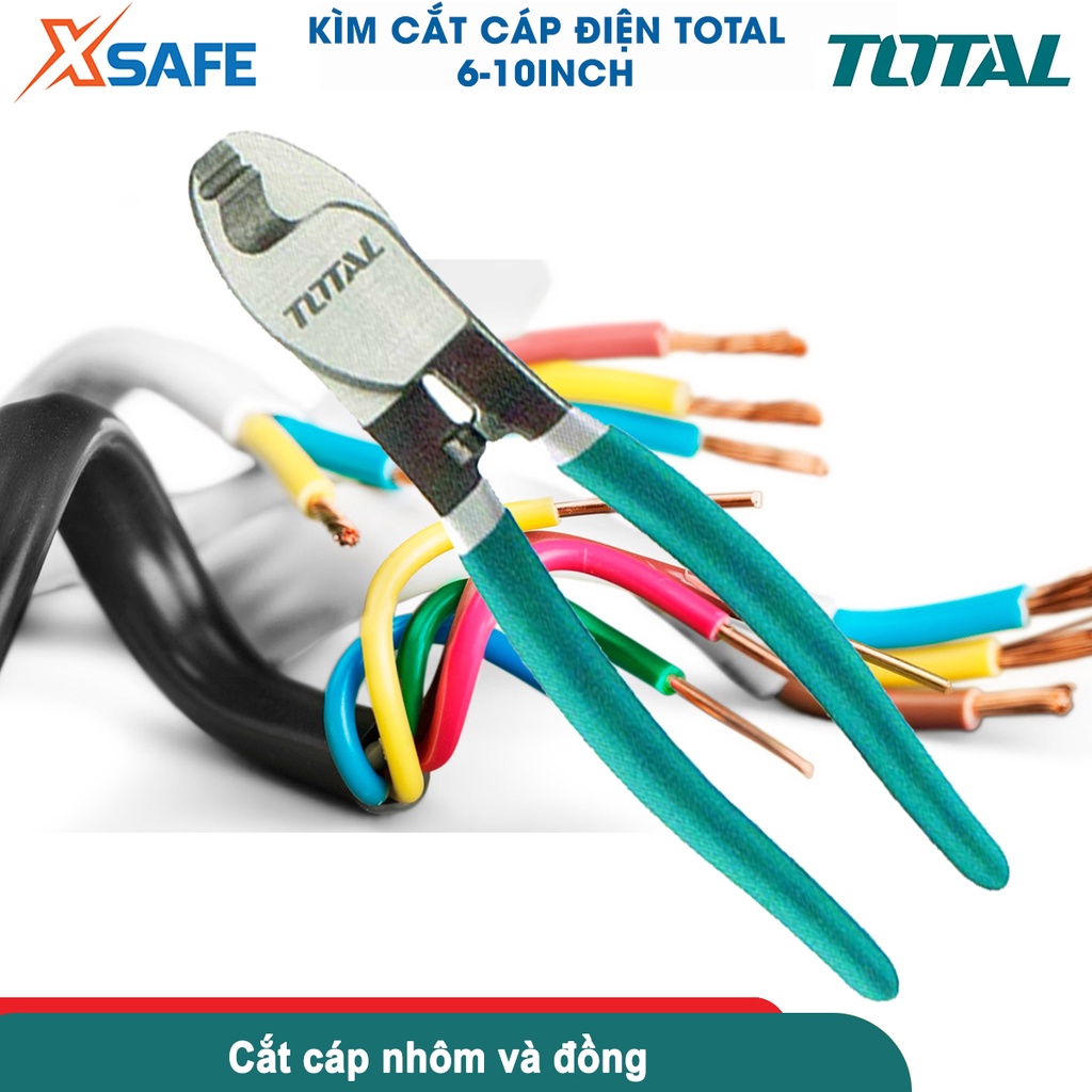 Kìm cắt cáp chuyên dụng TOTAL thép carbon 55# đen bóng, siêu cứng, chống rỉ sét cong vênh cắt dây điện, cáp nhôm, đồng