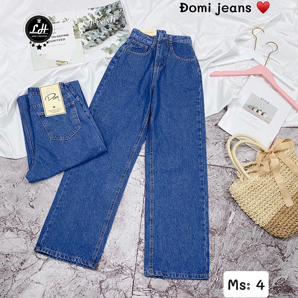 FS50K_Quần Jeans Nữ Ống Rộng Cao Cấp OHS3100 Lê Huy Fashion 4 Màu Trắng, Xanh Đậm, Xanh Nhạt, Xám Đen