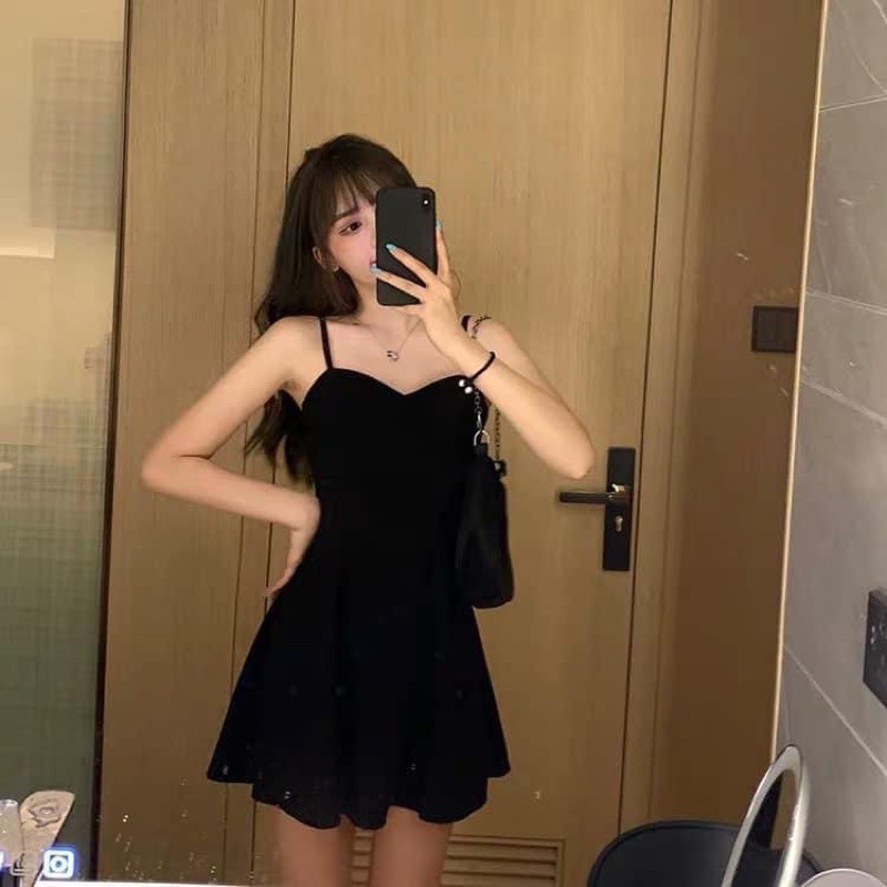 Set Váy 2 Dây Áo Khoác Bèo Trắng Phong Cách Ulzzang, Váy Hai Dây Và Áo Sơ Mi Khoác Hàng Quảng Châu Latis Store