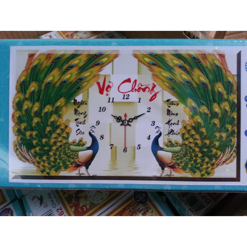 Tranh đính đá đồng hồ vợ chồng