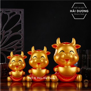 Tượng Trâu Vàng Cầm Đĩnh Vàng Bỏ Tiền Tiết Kiệm Siêu Dễ Thương - Trang Trí tết - 3 Mẫu