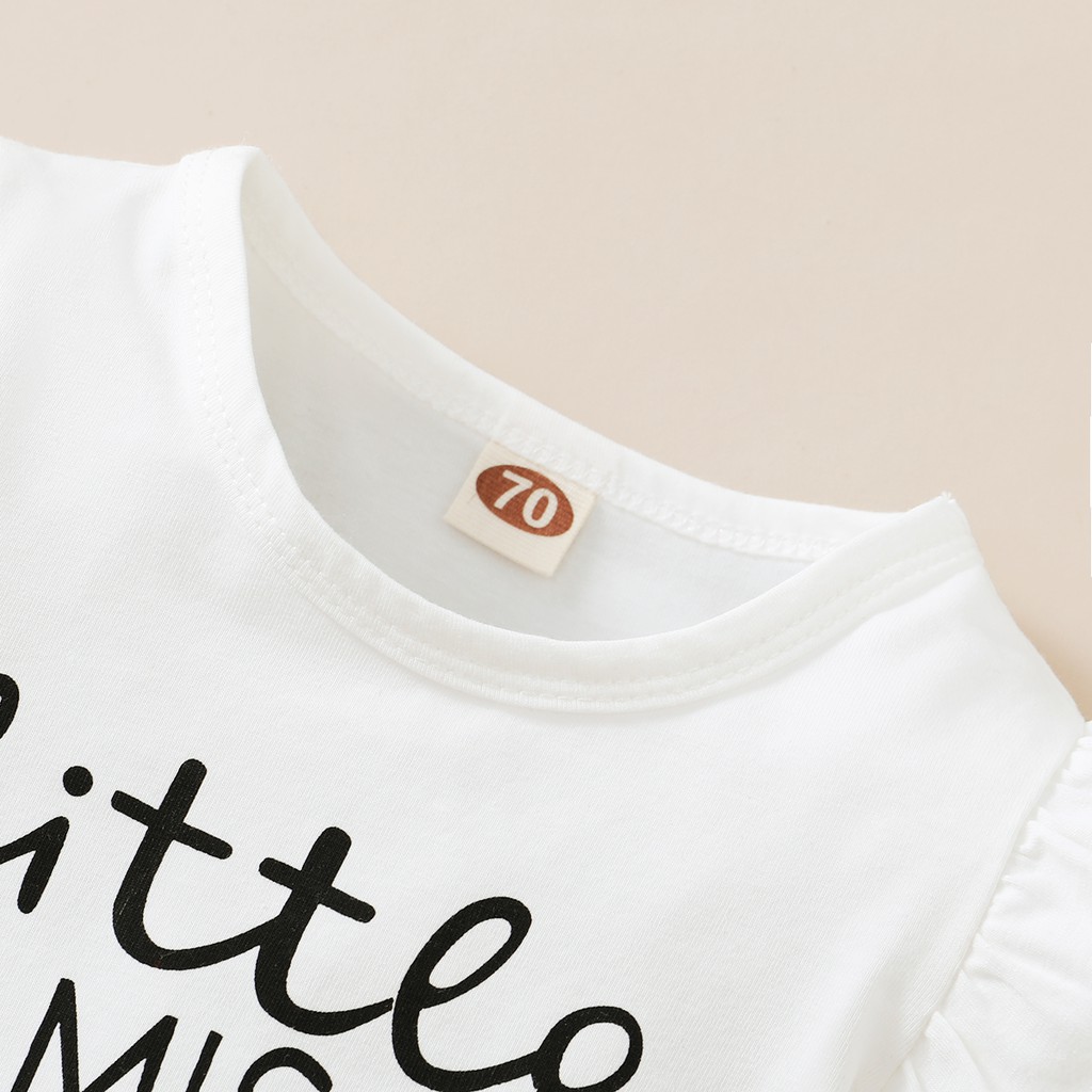 Bộ trang phục 3 món MIKRDOO áo liền thân cotton tay dài in chữ cái quần in hoa và băng đô mùa thu cho bé gái sơ sinh