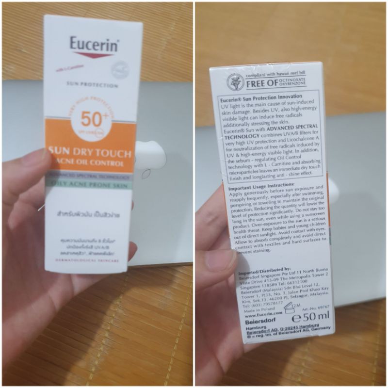 Kem chống nắng kiềm dầu cho da dầu mụn Eucerin oil control SPF50+