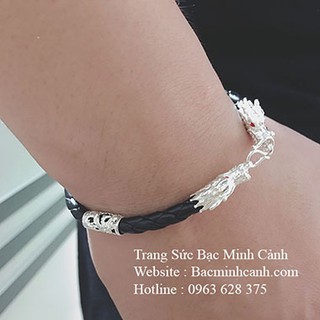 Lắc tay da bọc đầu rồng bằng bạc - Bạc Minh Cảnh