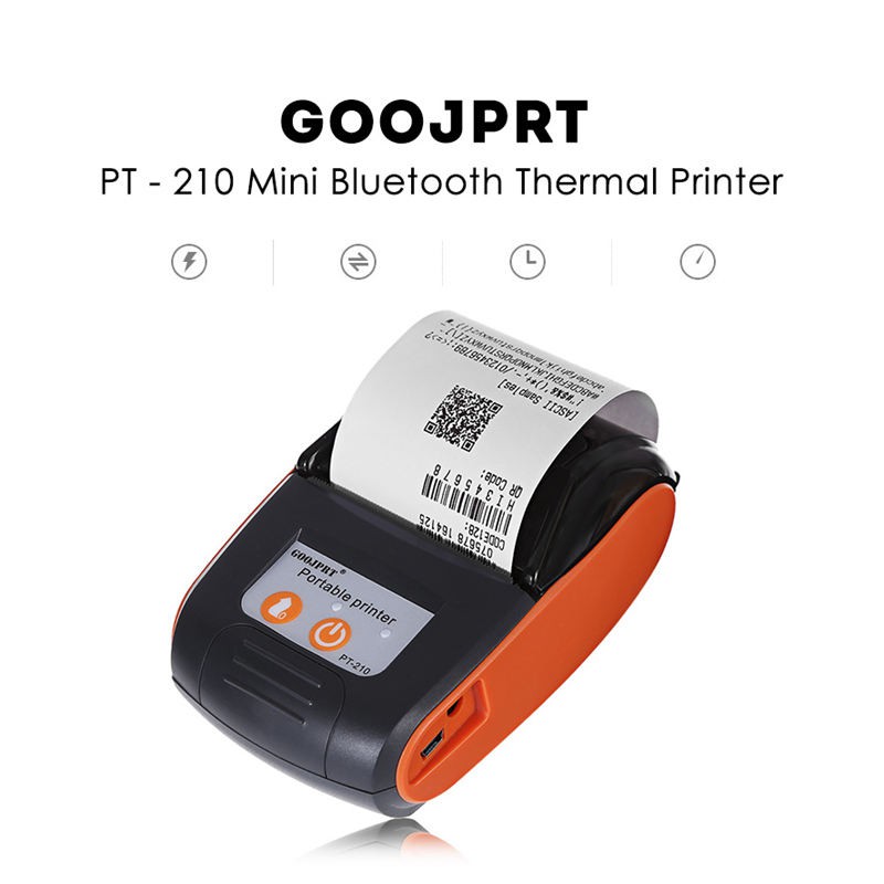 Goojprt Pt210 58Mm Bluetooth Thermal Printer Receipt Machine Eu Plug