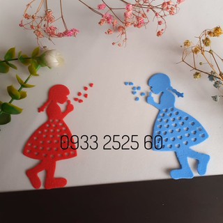 4 Hình bé gái bằng xốp, 8.2X4.2cm_Phụ kiện trang trí thiệp, phong thư, bưu thiếp, bao thư, bao lì xì, giấy mỹ thuật