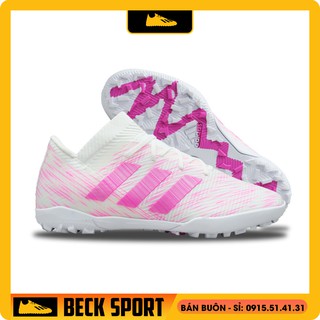 Giày Bóng Đá Sân Cỏ Nhân Tạo Nemeziz 18.3 Messi Trắng Vạch Hồng Cổ Chun TF