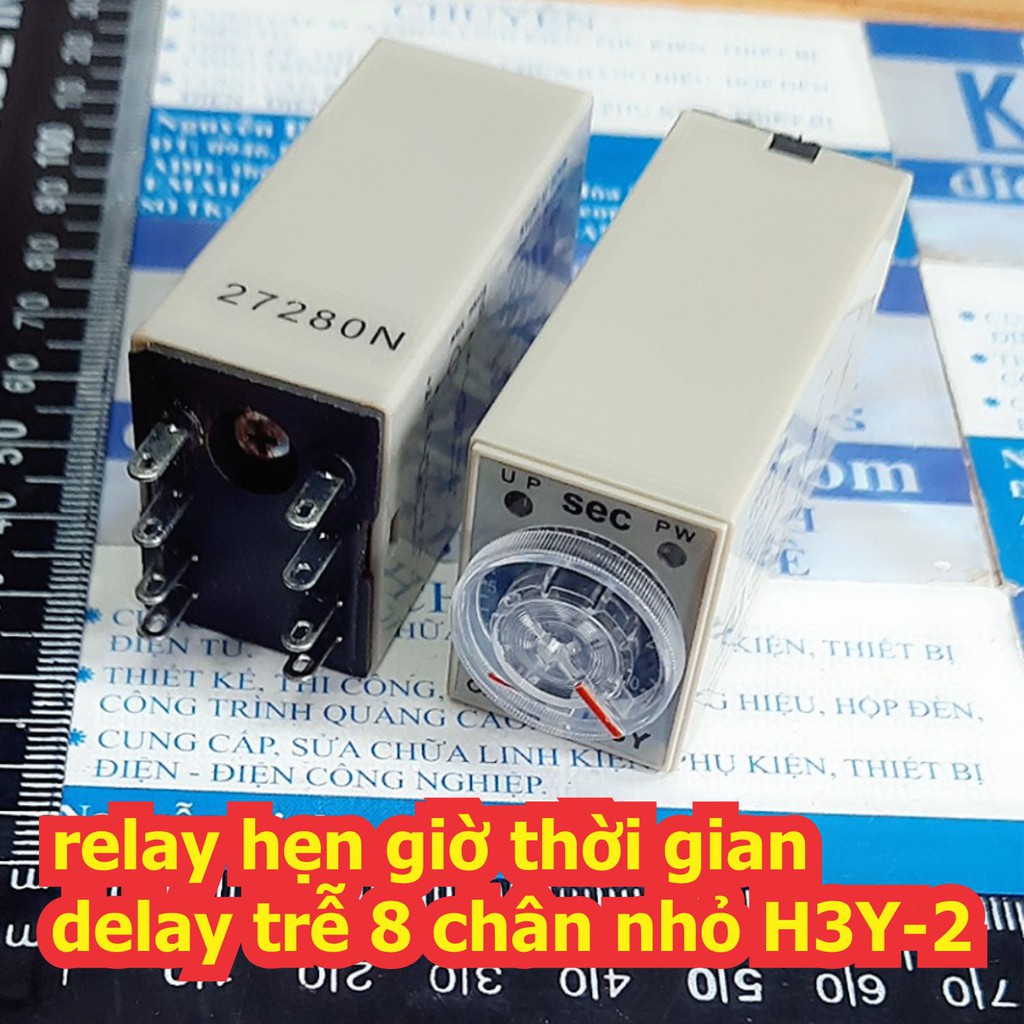 Rơ le relay hẹn giờ thời gian delay trễ 8 chân nhỏ H3Y-2 kèm đế áp 12Vdc / 220Vac 5s ~ 60 phút kde7502