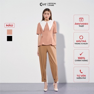 Áo Sơ Mi Nữ 𝐂𝐂𝐇𝐀𝐓 Kiểu Cổ Nhọn Dáng Peplum Phong Cách Trẻ Trung Thanh Lịch 72ANE8001PT