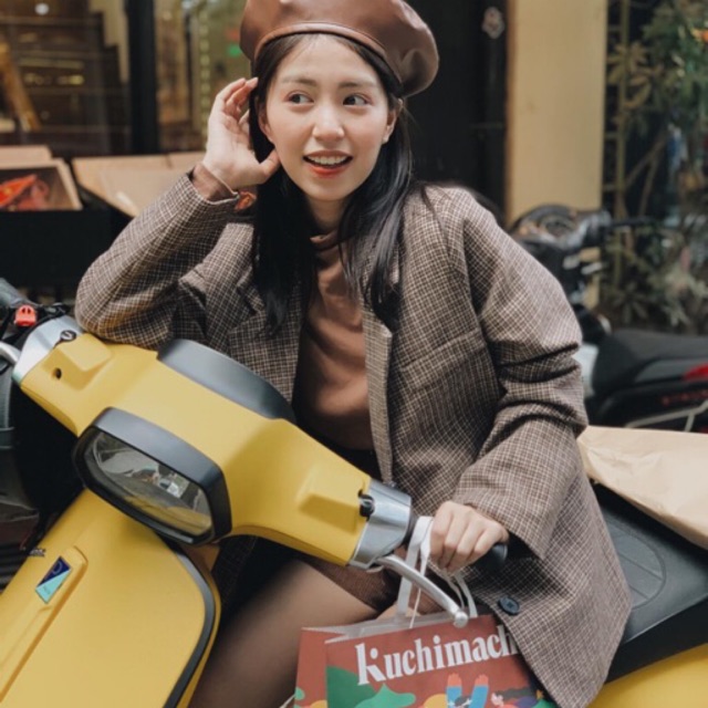 Áo blazer kẻ nâu 8863