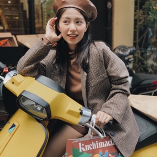 Áo blazer kẻ nâu 8863
