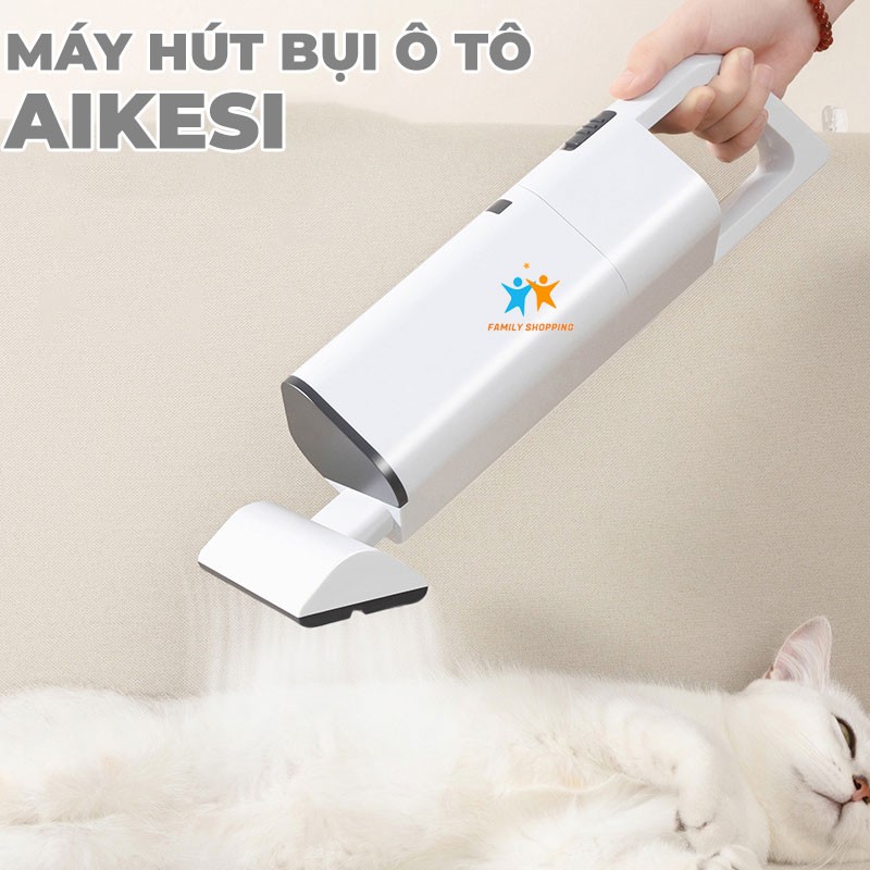 Máy Hút Bụi ô tô Cao Cấp Aikesi 4 Đầu Hút Chuyên Dụng Lực Hút 4000Pa Pin 2000mAh