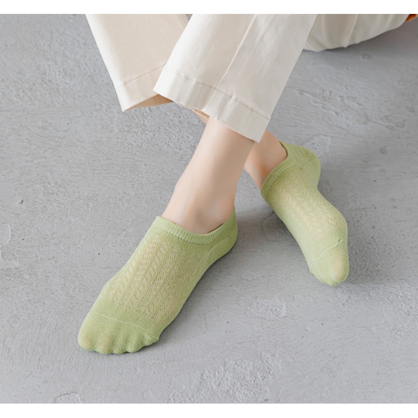 Set 5 đôi tất vớ nữ Ulzzang nửa bàn chân thoáng khí trơn màu siêu đẹp BAG U TNC085