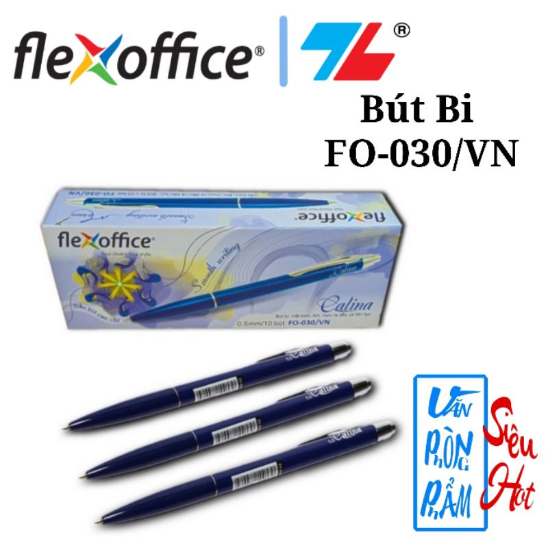 Bút Bi CALINA/Flexoffice/Thiên Long FO-030/VN, 10 cây/Hộp (chính hãng)