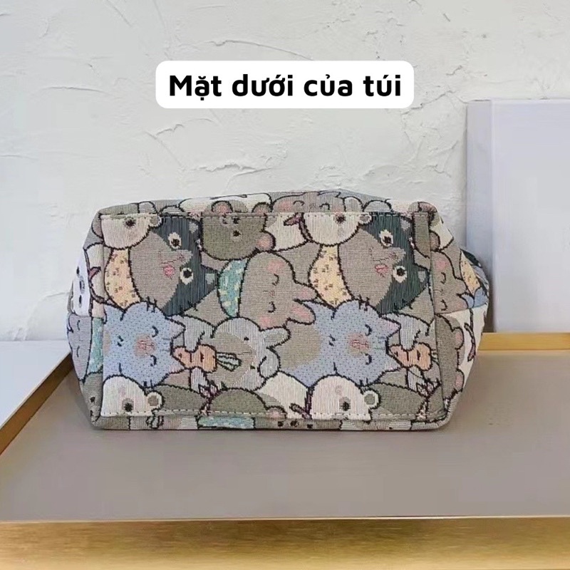 Túi xách thêu hình gấu dễ thương thời trang dành cho nữ đi chơi du lịch đi học