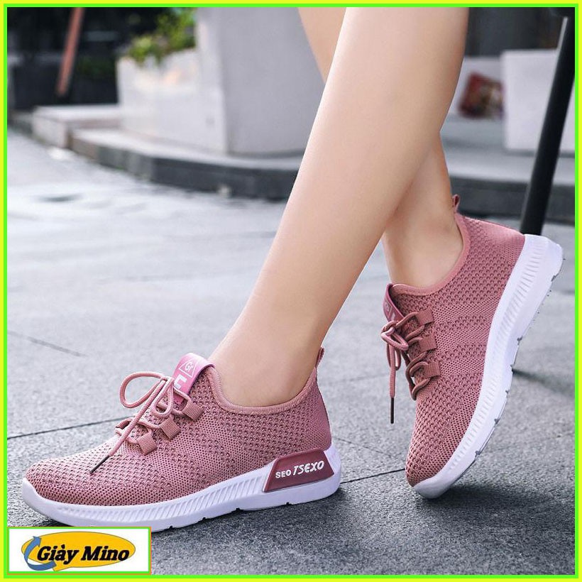 Giày Sneaker Nam Nữ Màu Hồng Phấn Shop Mino Siêu Thoáng Khí, Êm Chân