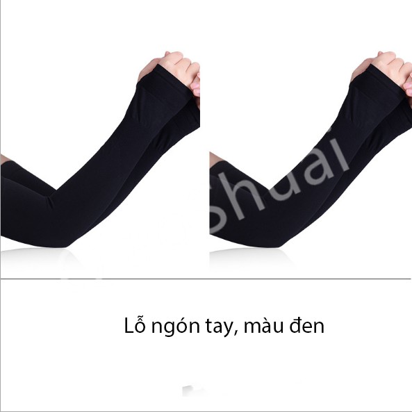 Găng ống tay vải lụa lạnh xỏ ngón chống rò rỉ giữ ấm dùng khi lái xe/đi xe đạp vào mùa hè