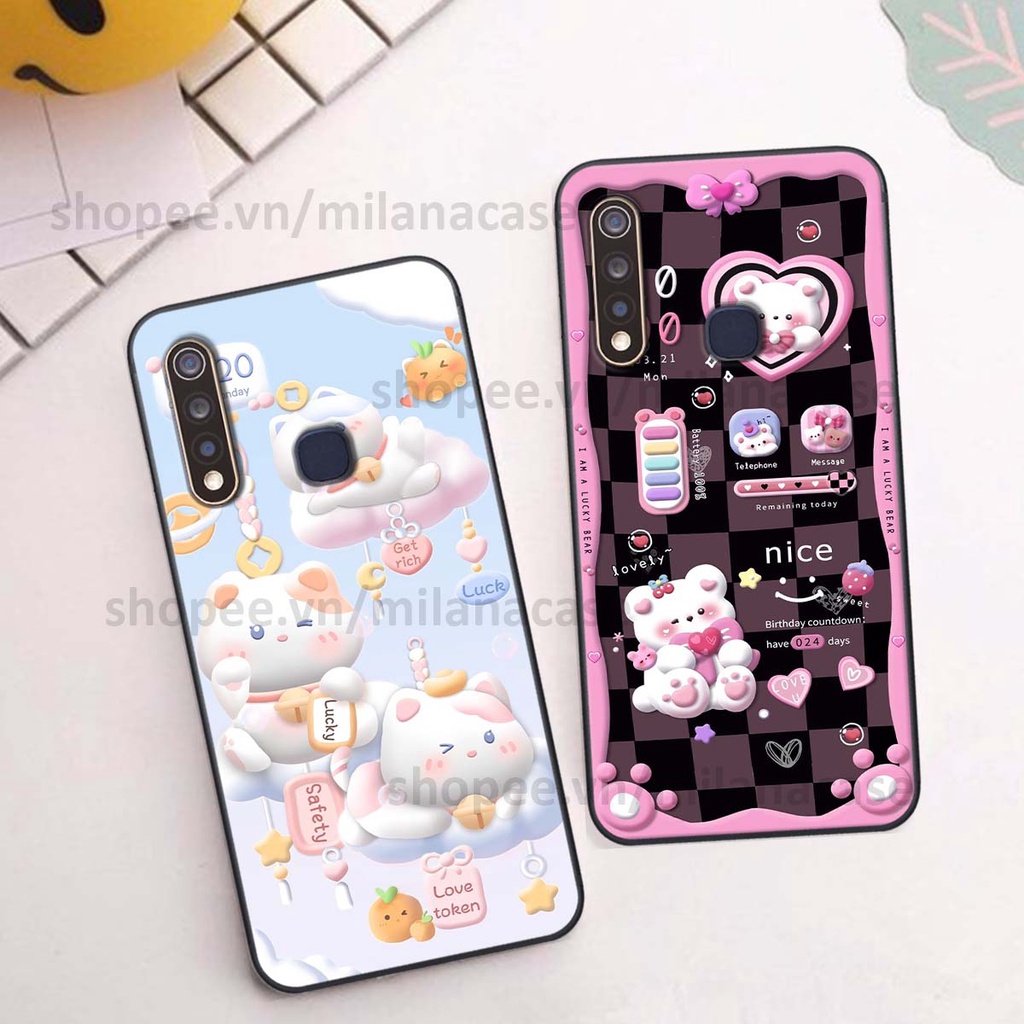 Ốp Vivo Y19 / U3 hình đồng hồ icon gấu mèo cute cực dễ thương ngộ nghĩnh