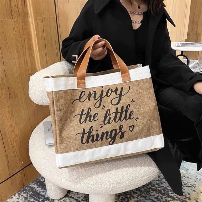 Túi Cói Đi Biển Mẫu Mới 2022 Enjoy The Little ThingsFREESHIPTúi cói loại to đi du lịch