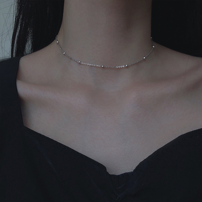 Vòng Cổ Choker Bằng Thép Titan Mạ Vàng Bạc S925 Thời Trang Cho Nữ