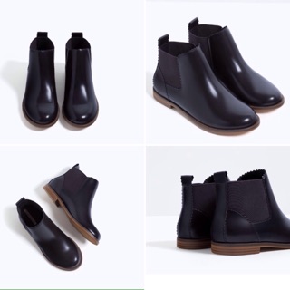 Boots - Bốt cổ chân Zara da bóng size 34