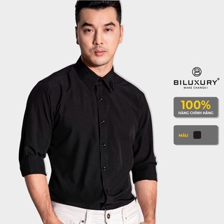 Áo sơ mi nam dài tay Biluxury sợi cafe đẳng cấp thân thiện với làn da form body fit ôm người tôn dáng 5SMDB002DEN