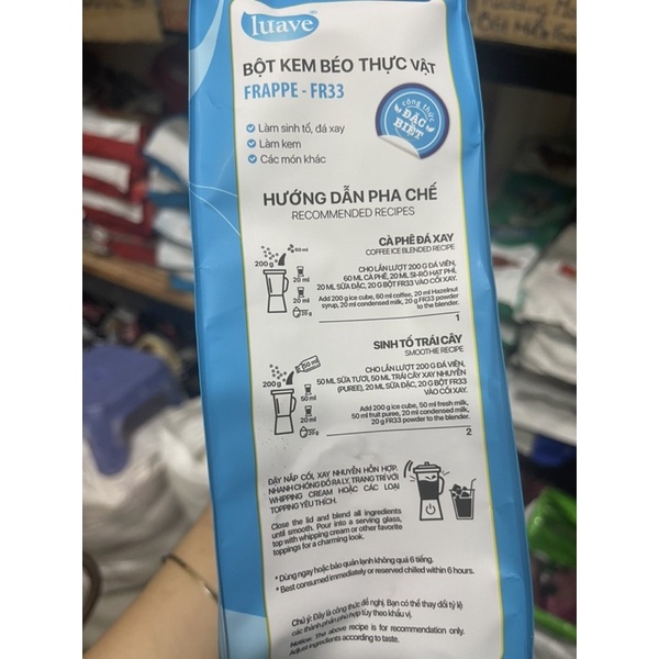 Bột Kem Béo Thực Vật luave Frappe - FR33 Chóng Tan, tách lớp 1kg